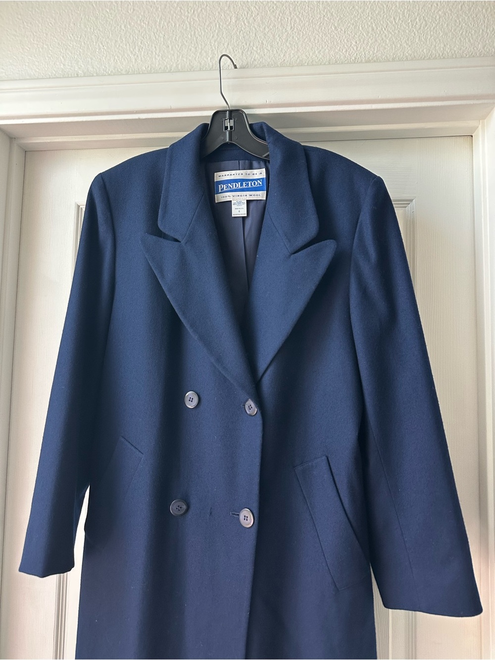 Pendleton Women’s Navy Blue Long Wool Coat - Picture 2 of 3
